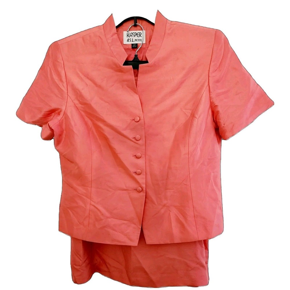 Kasper ASL Peach Silk Suit Petite Orange Size 16P